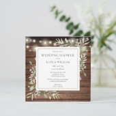 ウッドストリ素朴ングライトグリーンウェディングシャワー 招待状 (スタンド正面)