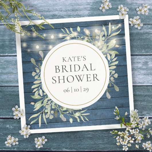 ウッドストリ素朴ングライトグリーンブライダルシャワー スタンダードカクテルナプキン