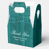 ウッドストリ素朴ングライトティール（緑がかった色）結婚ズ・サンキュー フェイバーボックス (オープン)