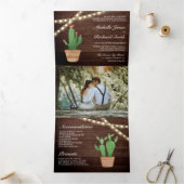ウッドストリ素朴ングライトデザートサボテン結婚ズ 三つ折り招待状 (内部)