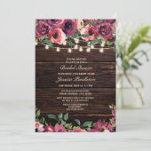 ウッドストリ素朴ングライトブルゴーニュフローラブライダル 招待状 (スタンド正面)