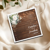 ウッドストリ素朴ングライトホワイトローズ結婚ズ スタンダードカクテルナプキン