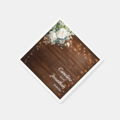 ウッドストリ素朴ングライトホワイトローズ結婚ズ スタンダードカクテルナプキン (角)