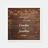 ウッドストリ素朴ングライトリハーサルディナー結婚ズ スタンダードカクテルナプキン (正面)