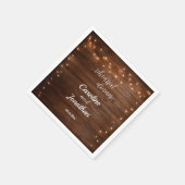 ウッドストリ素朴ングライトリハーサルディナー結婚ズ スタンダードカクテルナプキン (角)