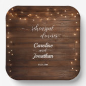 ウッドストリ素朴ングライトリハーサルディナー結婚ズ ペーパープレート (正面)