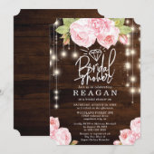 ウッドストリ素朴ングライトレタリングブライダルシャワー 招待状 (正面/裏面)