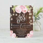 ウッドストリ素朴ングライトレタリング婚約 招待状 (スタンド正面)