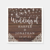 ウッドストリ素朴ングライトレース結婚のナプキン スタンダードカクテルナプキン (正面)