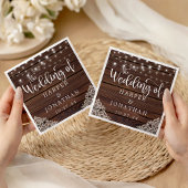 ウッドストリ素朴ングライトレース結婚のナプキン スタンダードカクテルナプキン