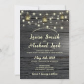 ウッドストリ素朴ングライトヴィンテージランタン結婚 招待状 (正面)