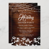 ウッドスト素朴リングライトズ雪だるまホリデーパーティ 招待状 (正面/裏面)