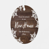 ウッドスノーフレーク初めてのクリスマスズインザニューホーム メタルオーナメント (正面左)