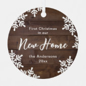 ウッドスノーフレーク初めてのクリスマスズインザニューホーム メタルオーナメント (正面)