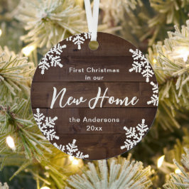ウッドスノーフレーク初めてのクリスマスズインザニューホーム メタルオーナメント
