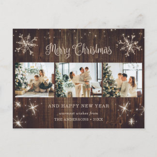 ウッドスノーフレーク3フォトコラージュ シーズンポストカード
