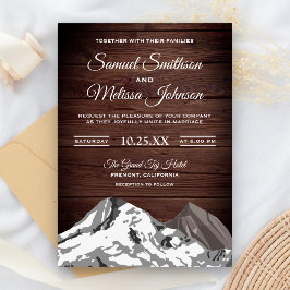 ウッドスノー素朴キャップ山の結婚式の招待 招待状