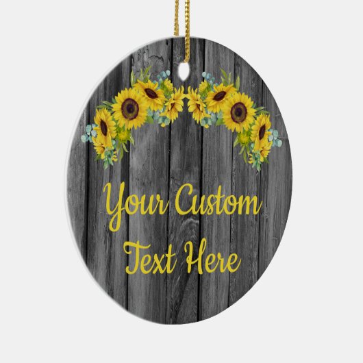 ウッドスパーソナライズされたマ素朴ンフラワーカスタム文字サー セラミックオーナメント (右)