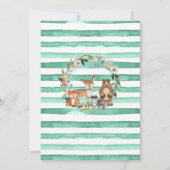 ウッドスライスツリーウッドランド動物ベビーシャワー 招待状 (裏面)