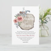 ウッドスライスバラ及びユーカリ結婚プス 招待状 (スタンド正面)