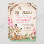 ウッドスライスフローラオディアガールズ誕生日 招待状 (正面/裏面)