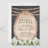 ウッドスライスマウンテンフォレストフォトブライダルシャワー 招待状 (正面)