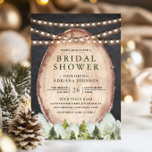 ウッドスライスマウンテンフォレストフォトブライダルシャワー 招待状