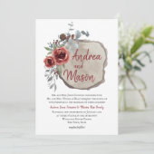 ウッドスライスマルサラレッドワイン素朴バラ結婚ズ 招待状 (スタンド正面)