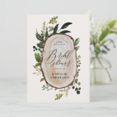 ウッドスライス素朴のブライダルシャワー招待 セーブザデート (スタンド正面)