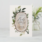 ウッドスライス素朴の赤ちゃんシャワーの招待状 セーブザデート (スタンド正面)