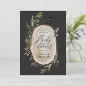 ウッドスライス素朴の赤ちゃんシャワーの招待状 セーブザデート (スタンド正面)