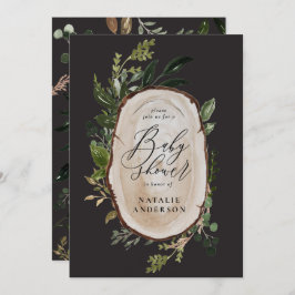 ウッドスライス素朴の赤ちゃんシャワーの招待状 セーブザデート