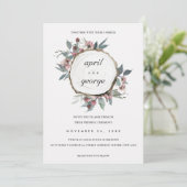 ウッドスライス素朴ピンクのフローラ結婚式の招待 サンキューカード (スタンド正面)