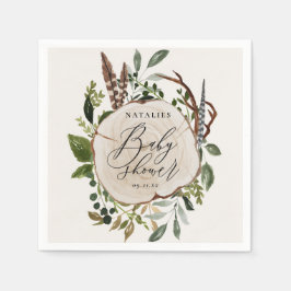 ウッドスライス素朴ベビーシャワーパーティー スタンダードカクテルナプキン