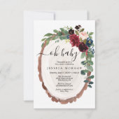 ウッドスライス素朴ベビーシャワー招待状カード 招待状 (正面)