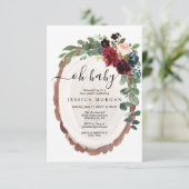 ウッドスライス素朴ベビーシャワー招待状カード 招待状 (スタンド正面)