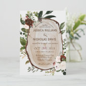 ウッドスライス素朴結婚式招待状 招待状 (スタンド正面)