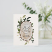 ウッドスライス素朴赤ちゃんシャワー予算の招待状 (スタンド正面)