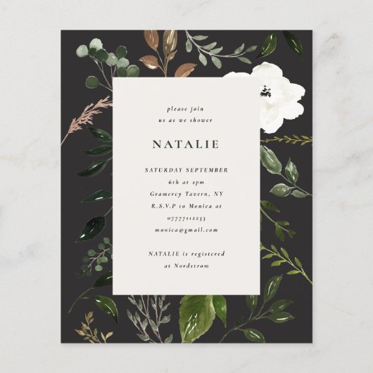 ウッドスライス素朴赤ちゃんシャワー予算の招待状 チラシ (裏面)