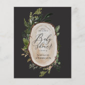 ウッドスライス素朴赤ちゃんシャワー予算の招待状 チラシ (正面)