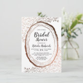 ウッドスライス素朴銅箔の秋のブライダルシャワー 招待状 (スタンド正面)