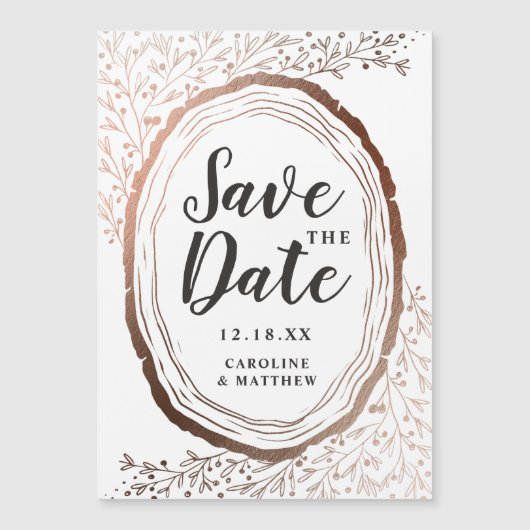 ウッドスライス素朴銅箔の秋の日付を保存 (正面)