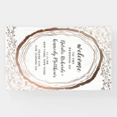 ウッドスライス素朴銅箔秋の結婚式へようこそ 横断幕 (横)