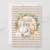 ウッドスライス葉ガールズサファリファースト誕生日 招待状 (裏面)