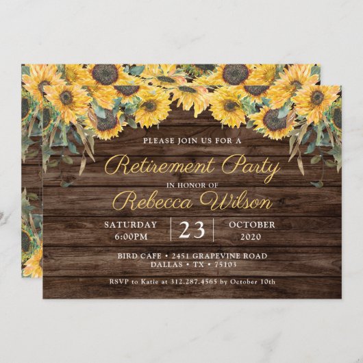 ウッドス素朴マフラワー退職パーティー 招待状 (正面/裏面)