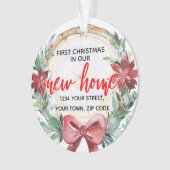 ウッドス素朴ライス&ポインセティアリースニューホーム オーナメント (正面)