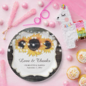 ウッドス素朴ンフラワーの愛と感謝していの結婚愛 ペーパープレート (パーティー)