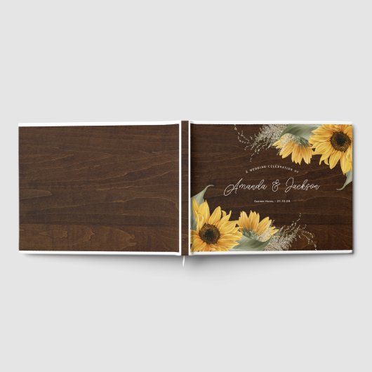 ウッドス素朴ンフラワーをテーマ結婚にした ゲストブック (全面)