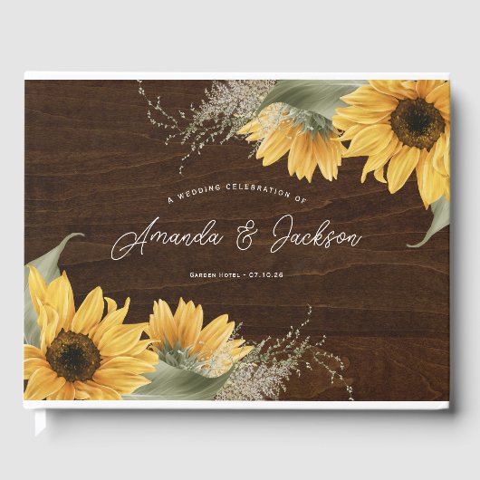 ウッドス素朴ンフラワーをテーマ結婚にした ゲストブック (正面)