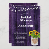 ウッドス素朴ンフラワーストリングライトブライダルシャワー 招待状 (正面/裏面)